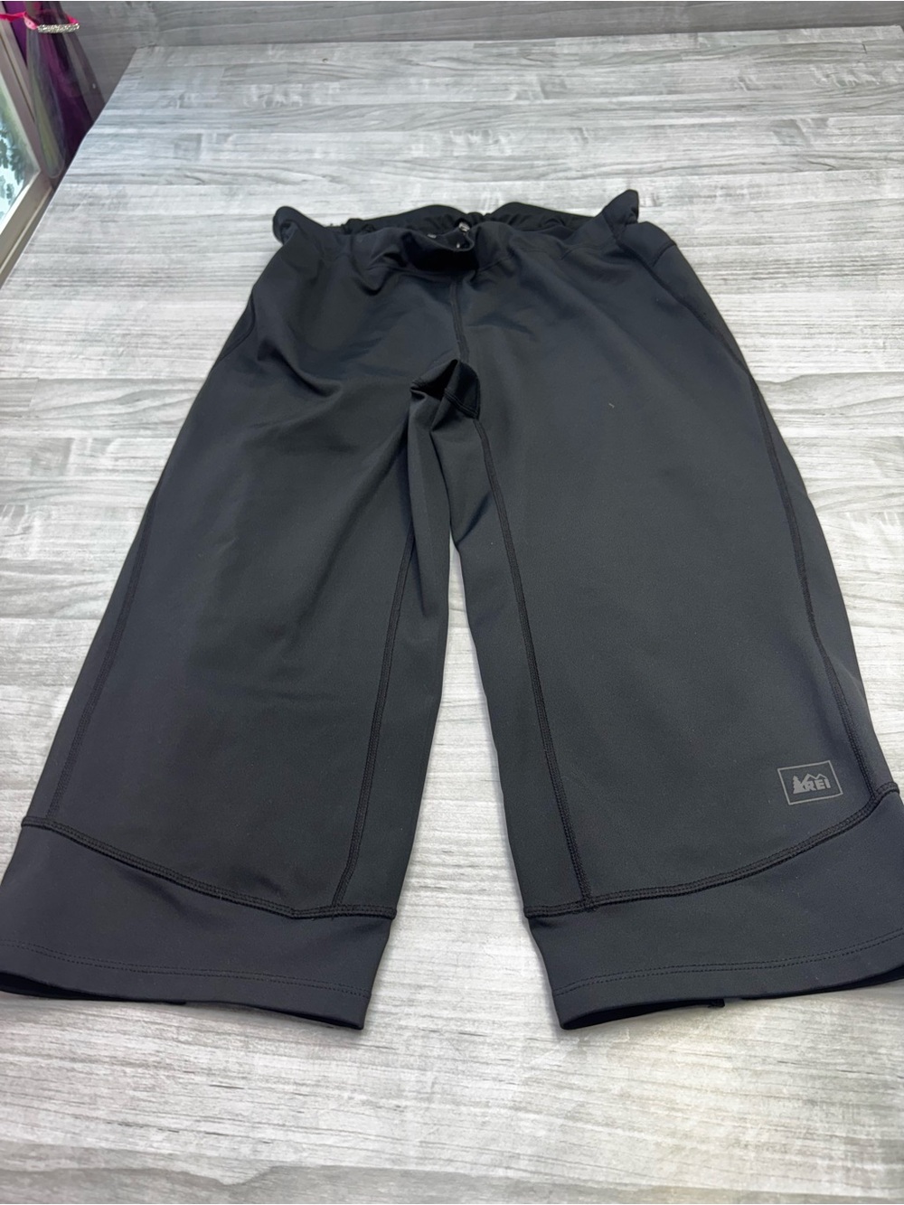 REI Black Cropped Active Drawstring Wide Leg Hiking Outside Pants Size Small